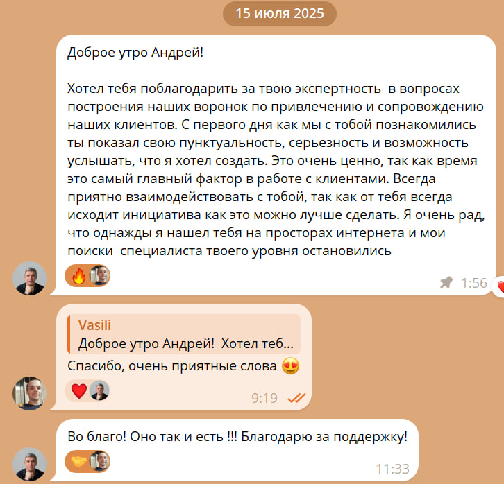 Скриншот переписки с клиентом Василий Кожемякин